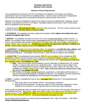 Selection Process Requirements