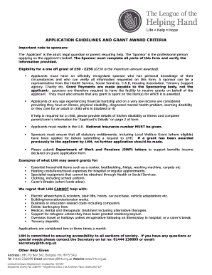 APPLICATION GUIDELINES AND GRANT AWARD CRITERIA