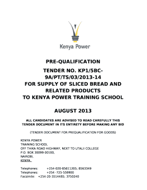 FOR SUPPLY OF SLICED BREAD AND RELATED PRODUCTS