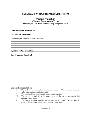 DATA EVALUATION/DOCUMENTATION Doc Template | pdfFiller