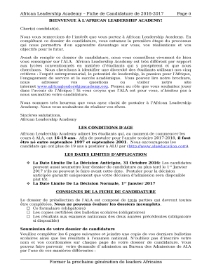 Remplissable Avant de remplir ce dossier de candidature, nous vous conseillons vivement de bien vous renseigner sur lALA
