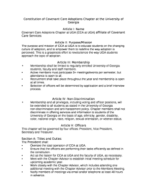 Constitution of Covenant Care Adoptions Chapter at the University of Georgia