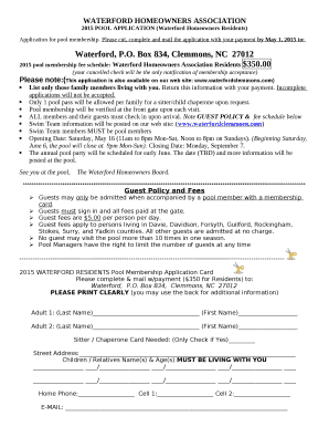 WATERFORD HOMEOWNERS ASSOCIATION
