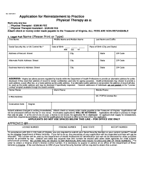 Application for Reinstatement to Practice