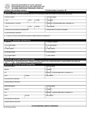 IN-HOME SERVICES PROVIDER PROFILE