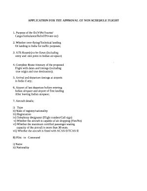 APPLICATION FOR THE APPROVAL OF NON SCHEDULE FLIGHT