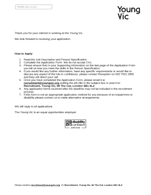 Thank you for your interest in working at the Young Vic