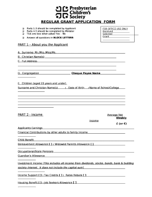 REGULAR GRANT APPLICATIONFORM