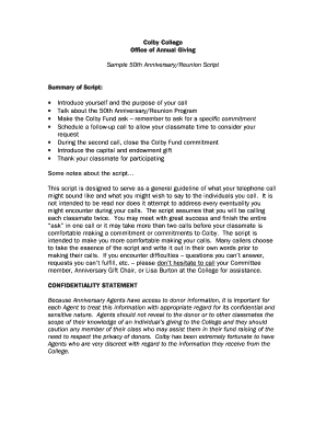 Fillable Online Sample 50th Anniversary/Reunion Script Fax Email Print ...