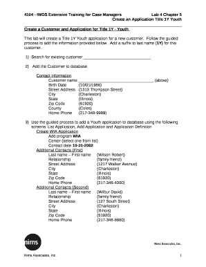 Create a Customer and Application for Title 1Y - Youth