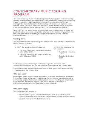 CONTEMPORARY MUSIC TOURING PROGRAM