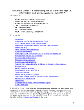 Universal Credit a practical guide to claims for Age UK information and advice workers July 2017