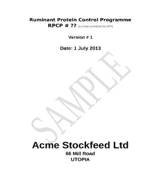 Ruminant Protein Control Programme