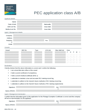 PEC application class A/B