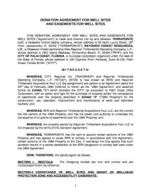 DONATION AGREEMENT FOR WELL SITES