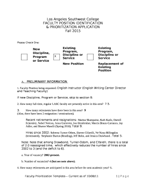 FACULTY POSITION IDENTIFICATION
