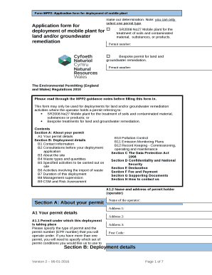 Application form for deployment of mobile plant for land and/or groundwater remediation