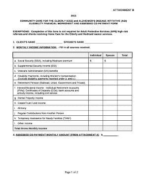 COMMUNITY CARE FOR THE ELDERLY (CCE) and ALZHEIMERS DISEASE INTITATIVE (ADI) ELIGIBILITY FINANCIAL WORKSHEET AND ASSESSED CO-PAYMENT FORM