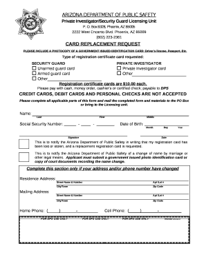 Card Replacement Request form - Arizona Department of Public ...