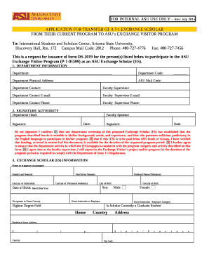 Application For transfer OF A J-1 EXCHANGE SCHOLAR