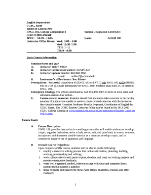 ENGL 101, College Composition ISection Designation EDH/EXH