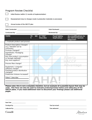 Program Review Checklist