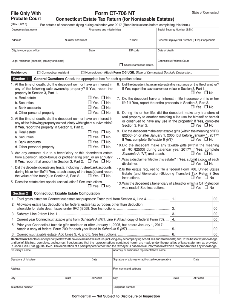 ct 706 nt 2017 form Preview on Page 1