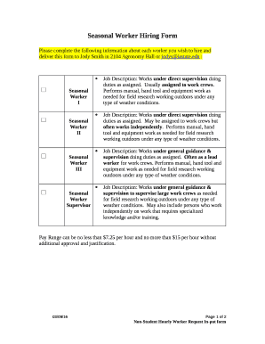 Seasonal Worker Hiring Doc Template | pdfFiller