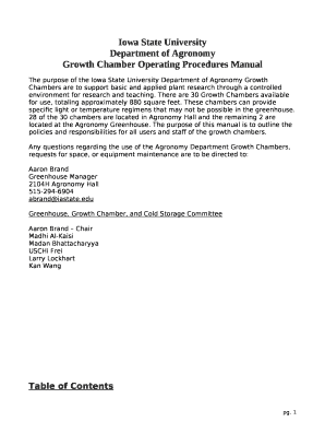 Growth Chamber Operating Procedures Manual