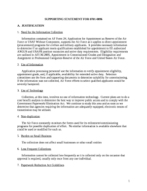 SUPPORTING STATEMENT FOR 0701-0096