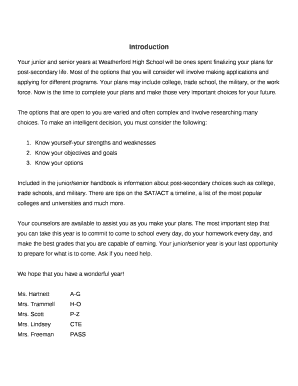 Your junior and senior years at Weatherford High School will be ones spent finalizing your plans for post-secondary life