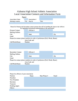Local Association Contacts and Information Form