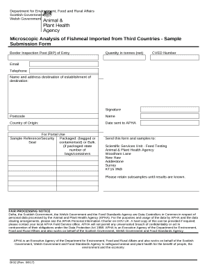 Microscopic Analysis of Fishmeal Imported from Third Countries - Sample Submission Form