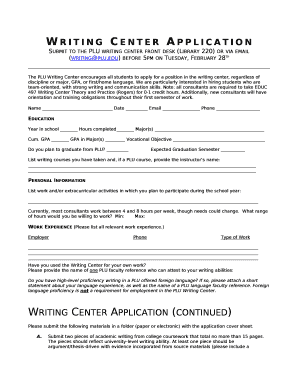 Submit to the PLU writing center front desk (Library 220) or via email (writingplu