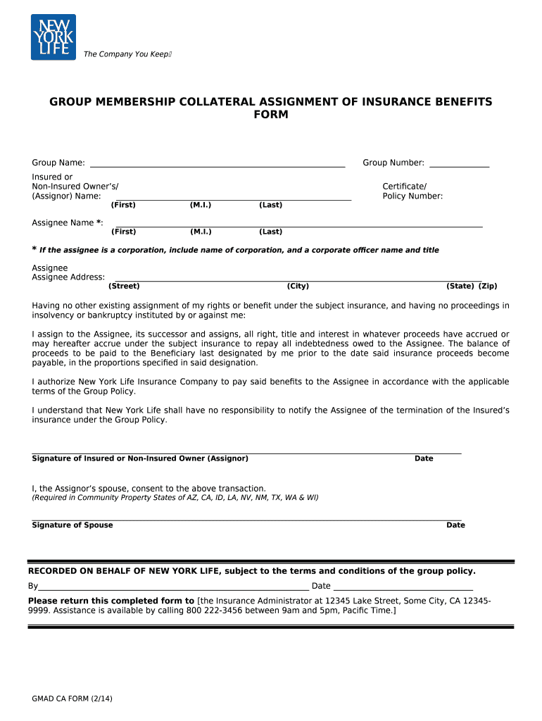 GROUP MEMBERSHIP COLLATERAL ASSIGNMENT OF INSURANCE BENEFITS Doc