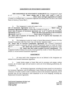 ASSIGNMENT OF INVESTMENT AGREEMENT