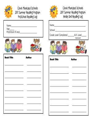 Fillable Online Kinder-2nd Reading Log Fax Email Print - pdfFiller