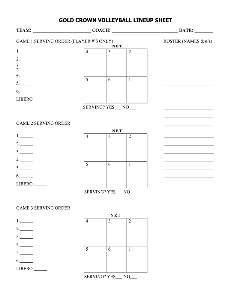 Volleyball Rotation Sheet Fill Online Printable Fillable Blank 