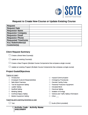 Request To Create New Course Or Update Existing Course Template Doc Template Pdffiller Request To Create New Course Or Update Existing Course Template Doc Template Pdffiller