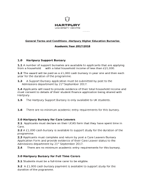 General Terms and Conditions Hartpury Higher Education Bursaries template