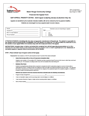SAP APPEAL PRIORITY DATES:(Fall August 1) (Spring January 5) (Summer May 15) template