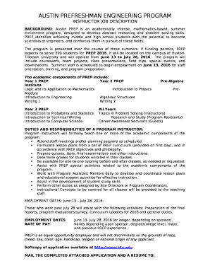 INSTRUCTOR JOB DESCRIPTION