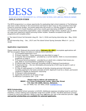 The BESS programme is a unique opportunity for graduating high school students in The Bahamas who have a keen interest in the environment and want to learn more as they transition from high school to university studies template