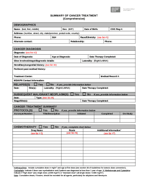 SUMMARY OF CANCER TREATMENT