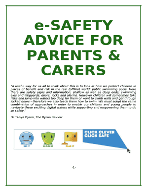 E-SAFETY ADVICE FOR PARENTS & CARERS template