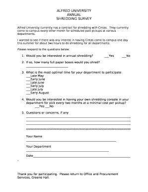 SHREDDING SURVEY template
