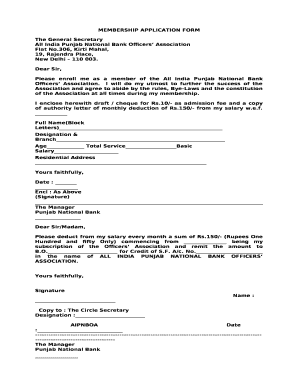 Please enroll me as a member of the All India Punjab National Bank Officers Association
