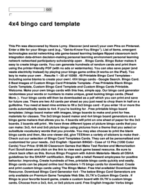 Fillable Online 4x4 bingo card template Fax Email Print - pdfFiller