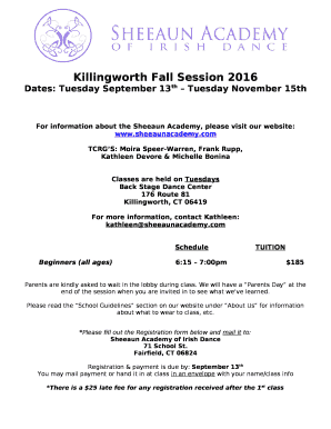 Dates: Tuesday September 13th Tuesday November 15th template