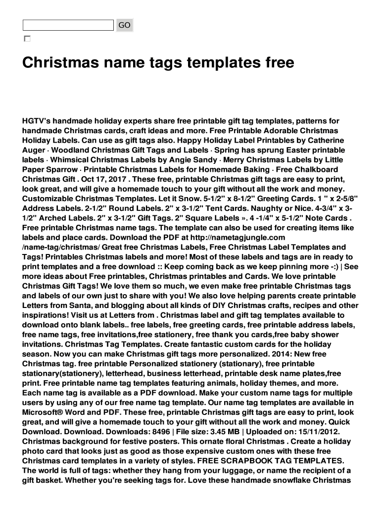Fillable Online Christmas name tags templates free Fax Email Print Fillable Online Christmas name tags templates free Fax Email Print